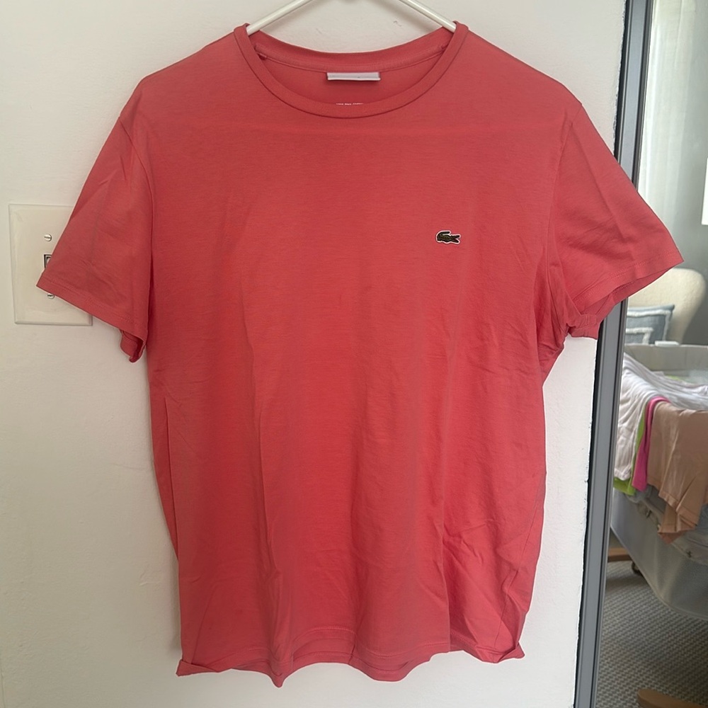 Peach Lacoste T Shirt